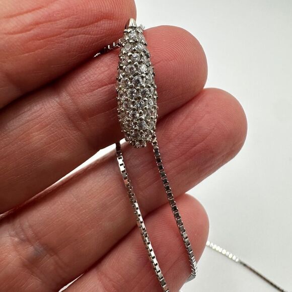 SALE! Dainty CZ drop shaped sterling silver pendant on a 20" box chain necklace! - Picture 10 of 16